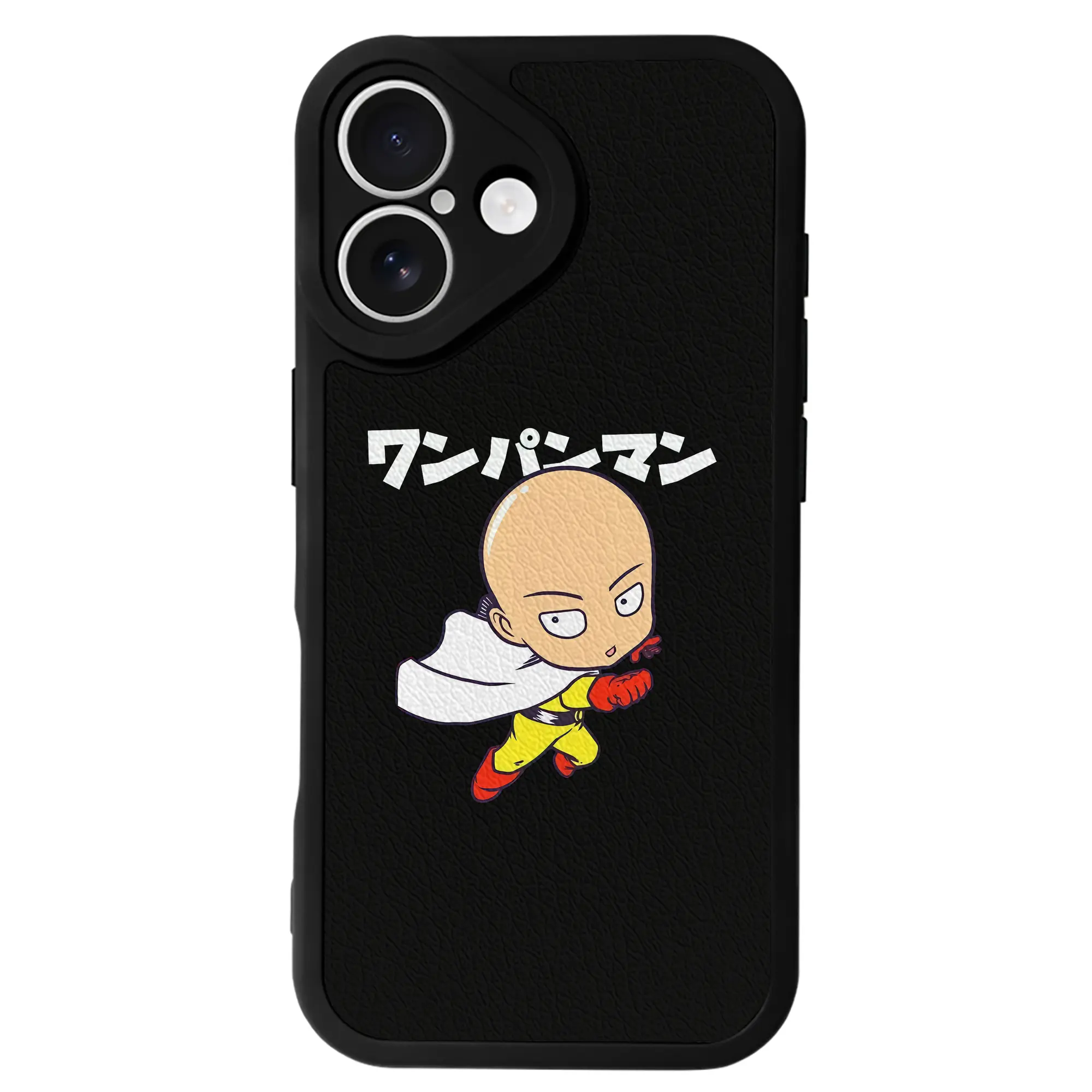 ワンパンマン グッズ サイタマ - IPhone 16シリーズ対応 ・ シリコンスマホケース ・ レザー調 ・ 高精度フィット ・ 耐衝撃 ・ ワイヤレス充電対応 ・ 精密カット